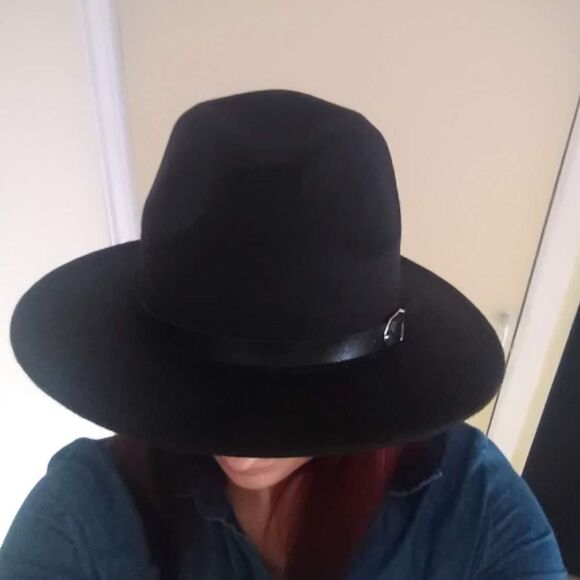 Black Tall Dented Crown Stiff Brim Fedora - Picture 4 of 4